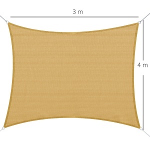 Cort Parasolar Dreptunghiular pentru Exterior cu Protecție UV Respirabil cu Frânghii de Fixare, 3x4 m, Bej - Img 3