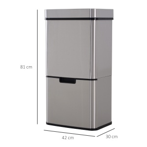 Cos Gunoi Inteligent 72 L – Inox, 3 Compartimente & Senzor - Img 3