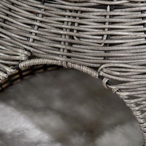 Cos pentru Pisici din rattan PE cu 2 Niveluri cu Perne de Plus Lavabile, Φ50x43.5cm - Gri Inchis - Img 8