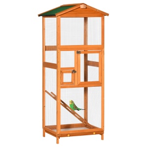 Cotet pentru Păsări Exterior din Lemn cu 2 Uși și Tava Extensibilă 68×63×165 cm - Img 1