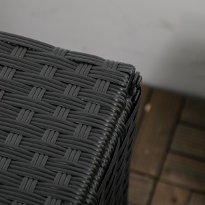 Cufar pentru Gradina din Ratan si Otel, Lada pentru Exterior cu Capac 95x60x58cm, Negru - Img 9