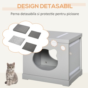 culcus din lemn pentru pisici 41x30x36 cm gri - Img 5
