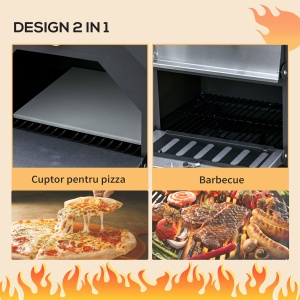 Cuptor Pizza & Gratar Carbuni 64×54×160 cm – Inox pentru Exterior - Img 4