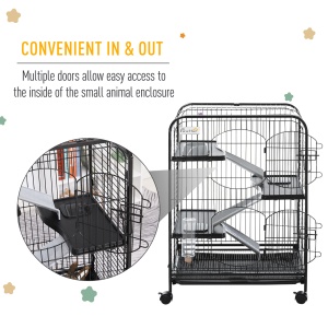 Cusca Animale Mici 64×43.5×93 cm – Cu Rampe, Platforme & Roti - Img 4