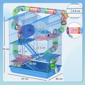 Cusca Hamsteri 5 Etaje – Albastra cu Accesorii Incluse - Img 3