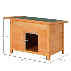 Cușcă pentru Câini Impermeabilă pentru Extern din Lemn de Brad, 82x58x58cm - Img 3