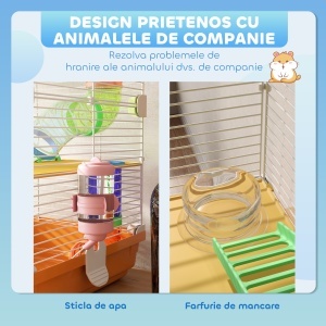Cușcă pentru Hamsteri pe 5 Nivele cu Tuburi și Roată din Metal și Plastic Albastru - Img 5
