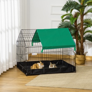 Cusca pentru Iepuri, Porcelusi de Guinea si Rozatoare, Cusca pentru Animale din Metal si Tesatura Oxford, 90x75x75cm - Img 2