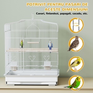 cusca pentru pasari, 46.5x35.5x92cm, alb - Img 7