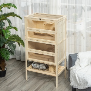 Cusca pentru Rozitori si Hamsteri cu 4 Rafturi cu Acoperis Trapa in Lemn 60x40x120cm - Img 2