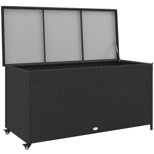 Cutie de Depozitare pentru Exterior cu Roți, Bară Pneumatică de Ridicare și Mâner Lateral, 121x57x67 cm, Negru - Img 1