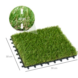 Dale pentru Gradina cu Iarba Sintetica 30x30cm 10 Bucati, Gazon Artificial Realist, Densitate 6500 Verde - Img 3