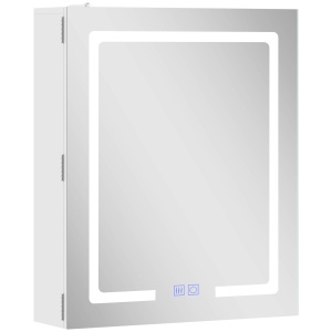 Dulap Baie cu Oglindă, Lumină LED Reglabilă și Anti-Aburire, 50x15x60 cm, Alb - Img 1