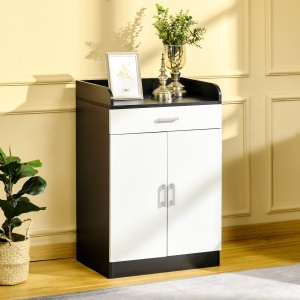 Dulap cu sertar si raft reglabil, din MDF, 60x40x90cm, Alb Negru - Img 2
