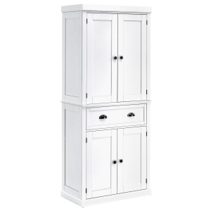 Dulap de bucatarie cu dulap superior si inferior si sertar central din MDF, placi aglomerate si metal, 76x40,5x184cm, alb - Img 1
