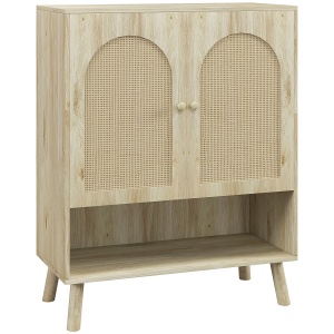 Dulap de depozitare Boho cu uși decorative din ratan - Img 1