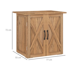 Dulap de Exterior din Lemn cu 2 Uși, Căsuță de Grădină pentru Unelte cu Acoperiș Impermeabil, 77x55x72 cm, Maro - Img 3