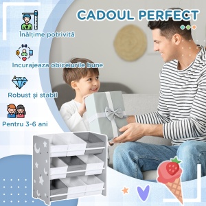 Dulap de Jucarii cu 9 Cosuri Detasabile, Cutie de Depozitare pentru Jucarii din Lemn MDF si Material Textil - Img 6