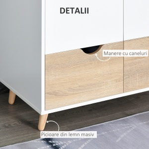 Dulap Elegant 2 Sertare & Raft pentru Haine – Alb - Img 6