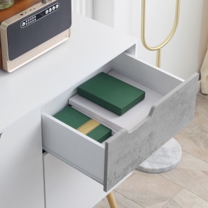 Dulap modern pentru depozitare, dulap decorativ cu sertar, 2 usi pentru dormitor, living, hol, gri deschis - Img 9