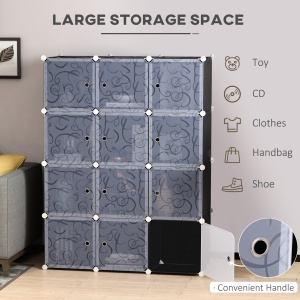 Dulap Modular 12 Cuburi DIY – Alb & Negru 111×47×145 cm - Img 4
