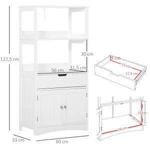 Dulap multifunctional cu rafturi, MDF, 60x33x122.5 cm, Alb - Img 3