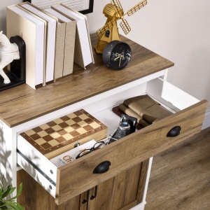 Dulap Multifunctional din PAL cu Dulap si Sertar in Stil Rustic, 78.5x39x89.4cm, Alb - Img 8