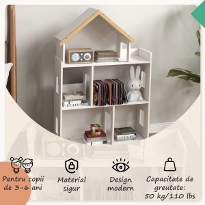 Dulap Organizator Jucarii Copii – 3 Nivele cu Raft Carti - Img 5
