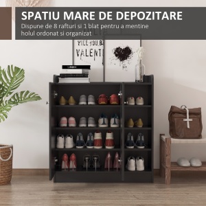 Dulap Pantofi Negru – 2 Usi Basculante, 83×30×90 cm - Img 4