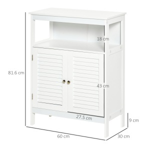 Dulap pentru Baie Impermeabil cu 2 Rafturi si Dulapior MDF Alb - Img 3