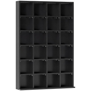 Dulap pentru CD-uri pentru 456 CD-uri sau 336 DVD-uri, 24 Compartimente, 89x20x130.5 cm Negru - Img 1