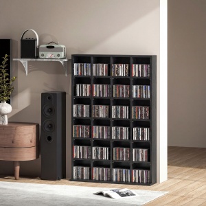 Dulap pentru CD-uri pentru 456 CD-uri sau 336 DVD-uri, 24 Compartimente, 89x20x130.5 cm Negru - Img 9