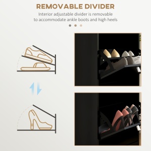 Dulap pentru Depozitarea Pantofilor cu 3 Sertare Rabatabile pentru 15 Perechi de Pantofi, 54x24x117,5 cm, Negru - Img 6
