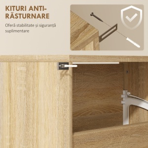 Dulap pentru Încălțăminte Slim cu 4 Uși și Oglindă 63x17x146 cm Culoare Lemn - Img 6
