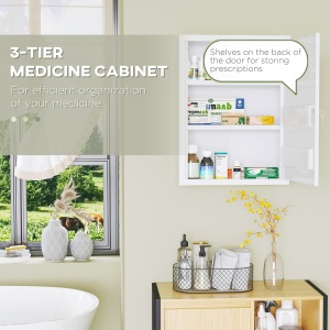 Dulap pentru Medicamente cu 3 Polițe cu Încuietoare și 2 Chei de Siguranță, Dulap din Oțel pentru Medicamente, 40x15x53,5 cm, Alb - Img 5