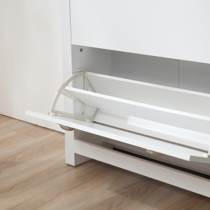 Dulap pentru Pantofi cu 2 Sertare pentru 12 Perechi de Încălțăminte, Dulap de Depozitare, 79x23x90,5 cm, Alb - Img 9