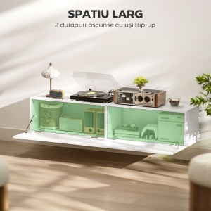 Dulap TV Suspendat pentru Televizoare de 45"-55"-65" cu 2 Dulapuri, Alb - Img 5