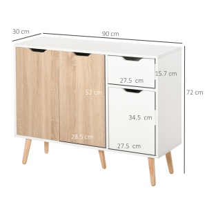 Dulapior Multifunctional din Lemn cu Sertar si Dulapioare in Stil Nordic, 90x30x72cm - Img 3