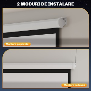 Ecran de Proiecție de 120 inch cu Telecomandă, Suprafață de Proiecție din Plastic și Metal, 236,5x8x236,5 cm, Alb - Img 8