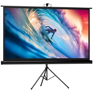 Ecran de proiecție pliabil de 84" format 16:9 cu trepied ajustabil, 200x8x118 cm, negru - Img 1