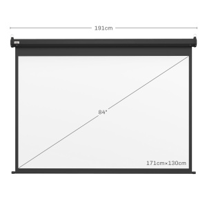 Ecran pentru Proiector de 84 inch, Reglabil cu Telecomandă, Ecran de Proiecție Compact, 171x130 cm, Negru - Img 3