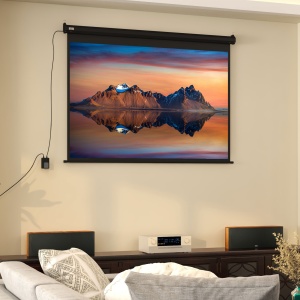Ecran pentru Proiector de 84 inch, Reglabil cu Telecomandă, Ecran de Proiecție Compact, 171x130 cm, Negru - Img 9