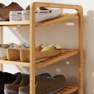 Etajeră pentru pantofi cu 3 rafturi pentru 12 perechi de pantofi din bambus 76x33x50.8 cm - Img 9