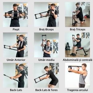 Extensor pentru Piept cu Rezistență Reglabilă între 10-80kg, 80x22x5 cm, Negru - Img 5