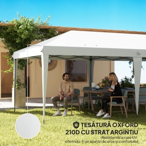 Foișor 6 x 3 m Pavilion de Grădină Pop-Up Pliabil cu Geantă Inclusă din Oțel Epoxidic și Țesătură Oxford de Înaltă Densitate Gri - Img 6