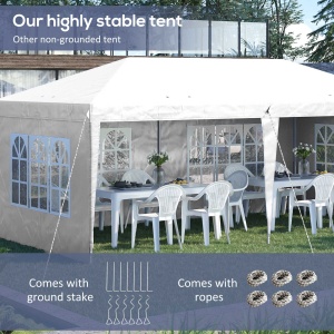 Foisor de gradina cu ferestre, inaltime reglabila cu pereti detasabili, 585x295x270cm alb - Img 5
