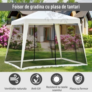 Foisor de Gradina Impermeabil cu Plasa Tantari Bej 3 x 3 x 2.35 m - Img 4