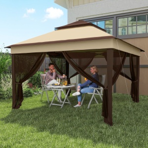 Foisor Pop Up 3 x 3m Cu Plasa, Bej - Img 2