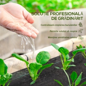 Folie pentru Mulcire 60g/m², Respirabilă și Anti-UV din Polipropilena, 100x2 m, Negru - Img 4
