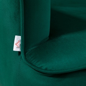 Fotoliu dormitor din material textil cu efect catifea cu picioare din otel auriu, 62x69x75 cm, verde - Img 7
